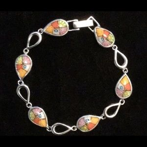 🆕 Murano Millefiori Teardrop Silver Bracelet